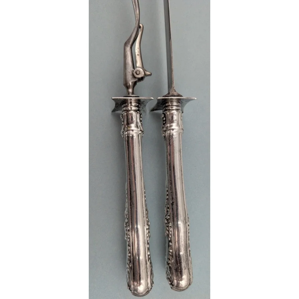 Gorham Sterling Silver Carving Set 2 Piece Knife and Fork New Queens Pattern